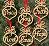 2022 Yeni Noel Mektup Ahşap Kalp Kabarcık Desen Süs Noel Ağacı Süslemeleri Ev Festivali Süsler Asılı Hediye, Torba Başına 6 PC