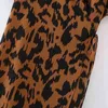 Summer Women Leopard Print Cross V Neck Wrap Midi Dress Female Short Sleeve Clothes Casual Lady Loose Vestido D7531 210430