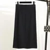 Autumn Winter Knitted Hip Skirt Women Office One-Step Elastic High Waist Mid-Length Skirt Solid Pleated Ladies Skirts 10369 210527