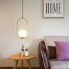 Messing hanglampen Noordse zwarte metalen ring glazen kogel led hangende lamp eenvoudige bar eetkamer slaapkamer lichtbevolking