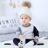 Children's Sweater Clothes Set Baby Winter Boy Outfits Knitted Blouse and Pants Toddler Cotton Knitting Tops 210615