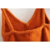 Vintage Chic Orange Camis Tops Women Fashion Strap Underkläder Kvinna Camisole 210531