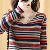 Pull femme Loose stripe Sweater pullovers Autumn Winter Korean Pullover casual knitted ladies sweater womens jumper 211011
