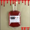 Outro jardim de casas em uma festa festiva abastece a bolsa de sangue clara de grau de PVC Drink The Vampire Diaries Cosplay Props Decora￧￣o de Halloween