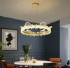 Postmodern golden light luxury hall crystal chandelier creative minimalist restaurant lighting romantic warm master bedroom lamp