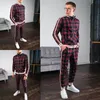 Mäns Tracksuiter Gentlemans Tracksuit Flower Plaid Suit Jacket Pants Sport Fashion 3D Printing Zipper Two-Pistass Set Spot Män Coats