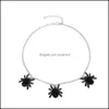 Pendant Necklaces & Pendants Jewelry Yamog Gothic Black Spider Necklace Women Halloween Gift Punk Alloy Clavicle Chain European Retro Festiv