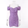 Robe violette Vintage Boho Beach Femmes Été Moulante Mini Tenues pour Robes 210427