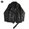 Ly Varey Lin Spring Женщины PU Искусственная кожаная куртка PU Повседневная Biker S Верхний BF Стиль Черный Женский Пальто 210526