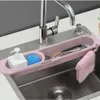 Kitchen Sink Drain Rack Creative PP Gel Drainage Rack Tableware Sponge Soap Drying Telescopic Sink Holder Storage Drain Basket 211110