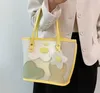 꽃 핸드백 2021 어깨 가방 여성 틈새 디자인 투명 젤리 가방