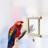 Autres fournitures pour oiseaux Miroir pour animaux de compagnie Perroquet Cloche Jouets Balançoire en bois Double face Accrocher dans la cage Perruche Cockatiel Inséparable Oiseaux Accessoires