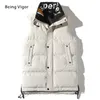 Men's Vests 2021 Men Gilet Waistcoat Winter Cotton Padded Sleeveless Puffer Jacket Coats Outwear Thicken Vest 4XL