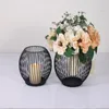 Ljushållare Nordic Creative Retro Black Lantern Candlestick Heminredning Hållare Bröllop Ornaments Props Inredning Hantverk