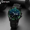 Sanda Watch Men 럭셔리 브랜드 시계 남자 5ATM 방수 얇은 빛 녹색 아날로그 시계 쿼츠 스포츠 손목 시계 Relogio Masculino X0524