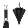Paraplyer Luxury Golf Paraply Full Fiber Automatiska Långt handtag Business Sraight Paraguas Anpassad logotyp