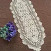 Pa.an Crochet Table Runner Handmade Rękodzieło Klasyczna Koronkowa Tkanina Beżowa Biała Pokrywa Drop Decor Gifts 210628