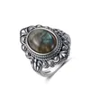 Anelli labradorite naturali ovali vintage per donne 925 sterling argento gioielli dito gemma regalo del partito 220212