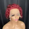 13x1 Transparent Lace Wig Pixie Cut Paryk Curly Short Pre Styled Bob Wig Gluslös Brasiliansk Virgin Human Hair