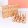 Natural Wood Cone Shape Finger Ring Stand Jewely Display Holder Showcase Stands Rings Armband Tray 211105240p