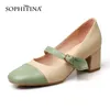 SOPHITINA Femmes Pompes Doux Confort Mary Janes Plus La Taille 33-43 Pompes Talon Épais Couleurs Mélangées Loisirs Commute Lady Chaussures AO907 210513