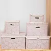 Faltende Aufbewahrungsbehälter mit Deckel Stoffkleidung Aufbewahrungsbox Würfel Kinderspielzeug Organizer Behälter Körbe mit Deckelgriffen 210626