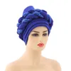 Etnische kleding Afrikaanse Auto Gele HeadTie Mode Pailletten Vlechten Dames Turban Cap Muslim Headscarf Bonnet Klaar om Hijab Bruiloft Hat te dragen