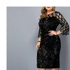 Plus Size Odzież Dla Kobiet Midi Sukienka Matka Bride Groom Outfit Eleganckie Cekiny Wedding Cocktail Party Lato 5xl 6XL