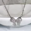 2021 925 Silver Womens Set Borboleta Anel de diamante Colar Brincos de três peças de casamento nupcial jóias