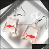 Dangle ljuskrona örhängen smycken 1pair anti allergi gracef joker eardrop fancy söt koi fisk vatten väska kreativa trendiga tjejer 2 färg dro