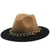 Синий / белый широкий Brim Простая церковь дерби Top Hats Panama Solid Fairm Fedoras Hat для мужчин Женщины искусственная шерстяная смесь джазовой шапкой