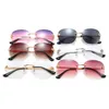 2021 Fashion Rimless Solglasögon Kvinnlig färg europeisk och amerikansk trendgata skjuter solglasögon med låda