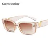 Fashion V Small Frame Square Retro Black Sunglasses For Women Men Luxury Designer Outside Clear Glasses UV400