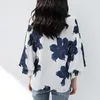 Women's Blouses & Shirts Blouse Stand Collar Floral Pattern Ladies Fashion Short Sleeve Simple Shirt V-neck Loose Lantern Printed Chiffon