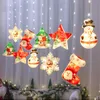 Jul LED String Light Cartoon Pendants Santa Claus Reindeer Curtain Lights Party Decorations Christmas Lantern W-01235