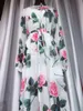 Lato Vintage Rose Flower Print Kleider Runway Dress Sundress Women Party Maxi ES 210421
