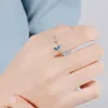 Cluster Ringen Creatieve Walvis Staart Voor Vrouwen Charmante Vrouwelijke Blauwe Crystal Ring Sieraden Romantische Liefde Belofte