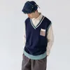 Herrenwesten Pullover Weste Mann Ins Japanische College-Stil Herbst Flut Marke Harajuku BF Ärmellose Weste Top Marineblau