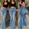 Jeans pour femmes Femmes Mode Taille Mom Denim Streetwear Pantalon évasé 2022 Femme en détresse Bureau Lady Pantalon