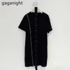 Vintage Black Wrap Dress Sashes Sexig High Waist Mini Zipper Split Short Sleeve Elegant Party Club ES 210601