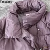 Сплошной фиолетовый цвет Короткие Зимние Куртка Женщины Теплые Хлопковые Куртки Parkas Женский Повседневная Свободная Верхняя одежда Корейский мягкий Пальто 210913