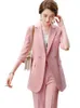 Grüne Aprikose Rosa Casual Zwei Stücke Set Frauen Hosenanzug Größe S-5XL Halbarm Lange Blazer Mantel Mit Für Mädchen frauen Stück Hosen