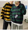 Oversized sweter sweter zworki mujer kobieta jesień zima o-neck koreański przypadkowy luźny pasek grube dziane 211018