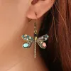 Boucles d'oreilles bohèmes avec pendentif en forme de goutte d'eau et de perles de riz, bijoux à la mode pour femmes, papillon, hibou, libellule, pompon