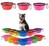 Hundenäpfe Silikon Pet Folding Bowl Einziehbare Utensilien Bowl Puppy Trinkbrunnen Tragbare Outdoor Travel Bowl Karabiner ZC160