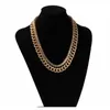 JINAO VIP 2 Necklaces Fashion Hiphop Jewelry 20mm Cuban Link Chain With 5mm Iced Out Rhinestones Tennis Chains Gold Color X0509