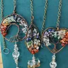 Healing Spiritual Home Window wall Hanging pendant Decor Tree Of Life hang Chakra Stone Prism Natural Crystal Charm Ornament1122312