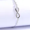 Link Chain Luxurious Rose Gold Silver Color Crystal Brand Bracelet Adjustable Infinity Charm Bracelets For Women Fashion Jewelry Kent22