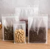 재사용 가능한 밀폐 식품 저장 가방 젖빛 투명 플라스틱 파우치 플랫 바닥 밑바지 가방 커피 차