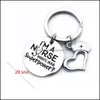 Band Rings Jewelry Stainless Steel Nurse Keychain Im A Stethoscope Keyring Heart-Shaped Pendant Student Gift Aessory Drop Delivery 2021 Gqjf